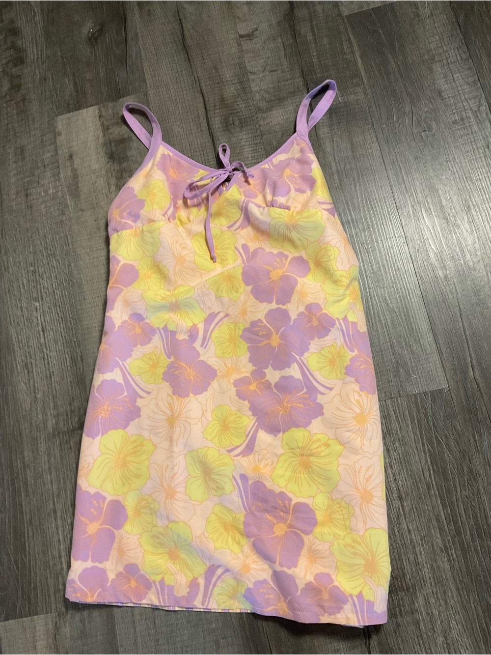 Handmade Reversible Cotton Sundress Floral Stripe Tie Strap Dress M/L Boho - Picture 2 of 10